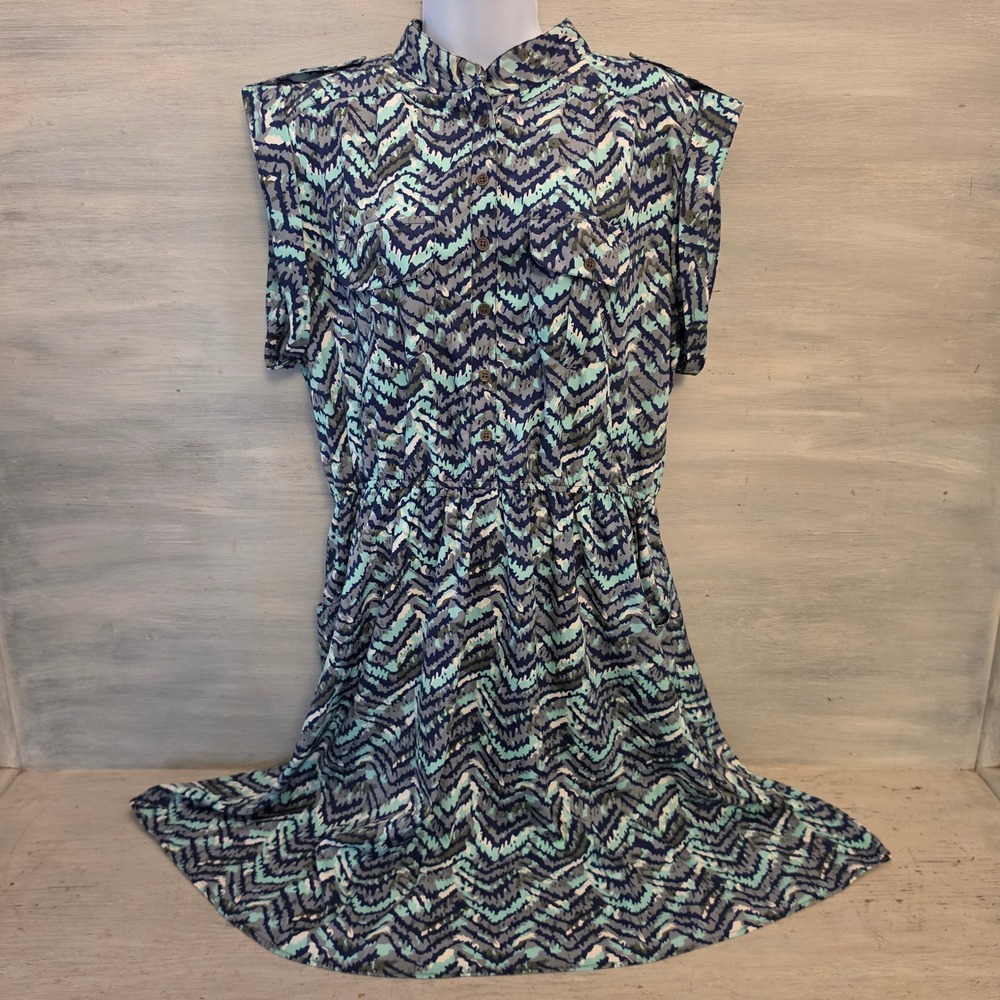 Speed Control Multicolor Abstract Zig Zag Chevron Print Knee Length Dress 2X GC